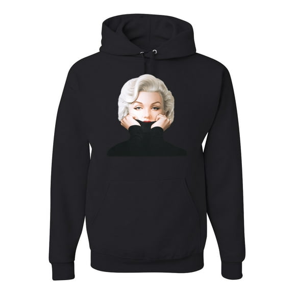 Wild Bobby, Hip Marilyn Monroe Portrait Classic Beauty Pose, Famous People, Unisex Graphic Hoodie Sweatshirt, Black, Small