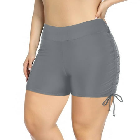 MSJUHEG Swimsuit Bottoms Thong Bathing Suit Seamless Bikini Bottom Bathing Suit Bottoms Bikini Thong Swim Drawstring Bottoms Swimsuit High Boy Shorts Pocket Bathing Swimwears Gray M