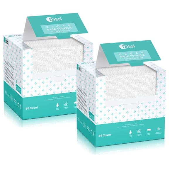 Toallas faciales desechables Ditoi de 10 x 12 pulgadas, 100% biodegradables, 100 unidades