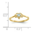 thumbnail image 3 of Solid 14k Yellow Gold Aquamarine Blue March Gemstone Birthstone Heart Engagement Ring Size 7.5, 3 of 6