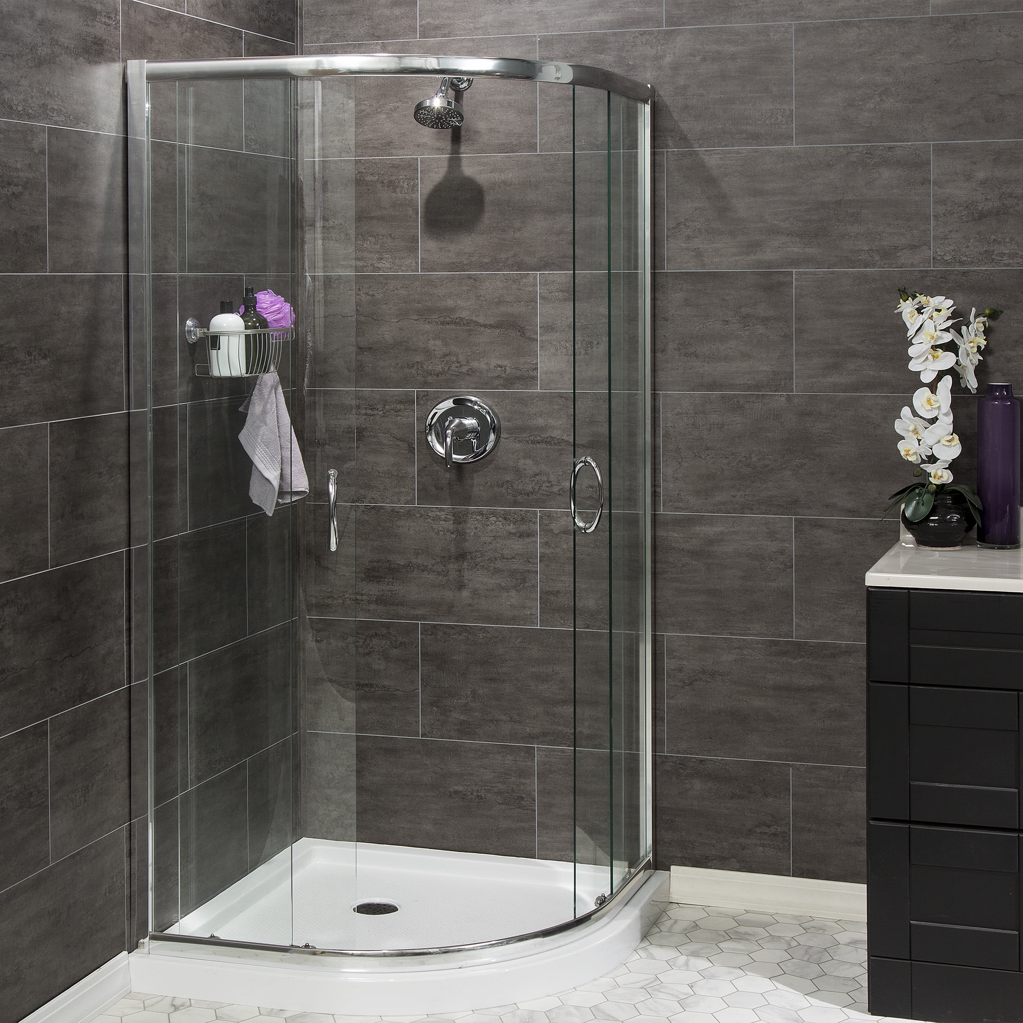 Palisade 23.2 in. x 11.1 in. Interlocking Vinyl Wall/Backsplash Panels in Ashen Slate (10 Pack)