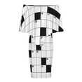 thumbnail image 5 of Crossword Empty Boxes Pattern Women's Off The Shoulder Ruffles Summer Wedding Guest Loose Casual Party Beach Dress, 5 of 9