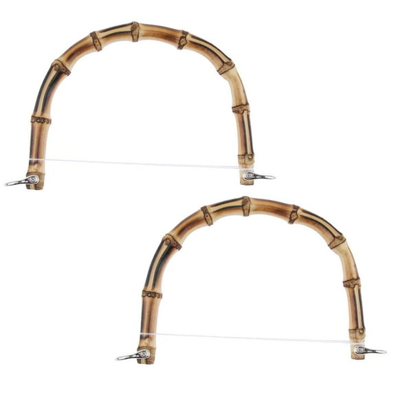 2PC Real Bamboo Wooden Purse Handle Clutch Bag Handbag Handle DIY - Buckle, as described