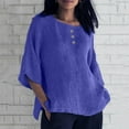 thumbnail image 3 of Mittory Linen Shirts for Women Plus Size 3/4 Length Sleeve Tops Casual Loose Fit Dressy Blouses, 3 of 6