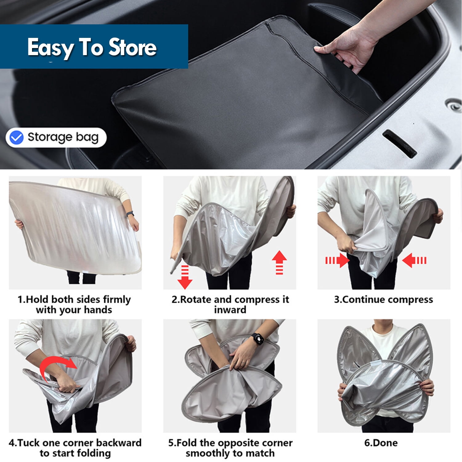 IC ICLOVER Sunshade Roof for Tesla Model Y [No Gaps, No-Sagging], 2020-2024 Tesla Model Y Accessories Heat Insulation Foldable Glass Roof Sun Shade Cover (2Pcs)