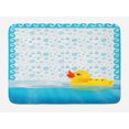 thumbnail image 1 of Yellow Duck Bath Mat, Funny Swimming Animal Rubber Toy on Water with Bubbles and Waves, Plush Bathroom Decor Mat with Non Slip Backing, 29.5" X 17.5", Sky Blue Yellow and White, by Ambesonne, 1 of 2