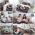 thumbnail image 5 of Red Grey White Bedding Duvet Cover Set King Size 4 Pieces Vintage Bohemian Ethnic Texture Bedding Set with Zipper Closure, 1 Comforter Cover 92x106 Inches 1 Flat Sheet & 2 Pillow Cases, 5 of 7