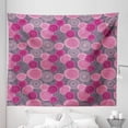 thumbnail image 1 of Pink and Grey Tapestry, Doodle Style Lace Swirled Circle Flower Pattern Ornamental Flourish, Fabric Wall Hanging Decor for Bedroom Living Room Dorm, 5 Sizes, Fuchsia Magenta Grey, by Ambesonne, 1 of 1
