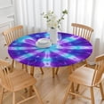 thumbnail image 3 of Purple Blue Tie Dye Spiral Pattern Round Fitted Tablecloth with Elastic Edge,Dining Table Cover Waterproof,Outdoor Round Tablecloth for Camping,Dining,Indoor and Outdoor, 3 of 7