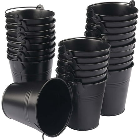 25 Pack 4 Inch Black Iron Pail, Metal Buckets with Handle, Easter Bucket,Pencil Holder and Flower Pots, Used to Carry, Store, or Even Plant, by .