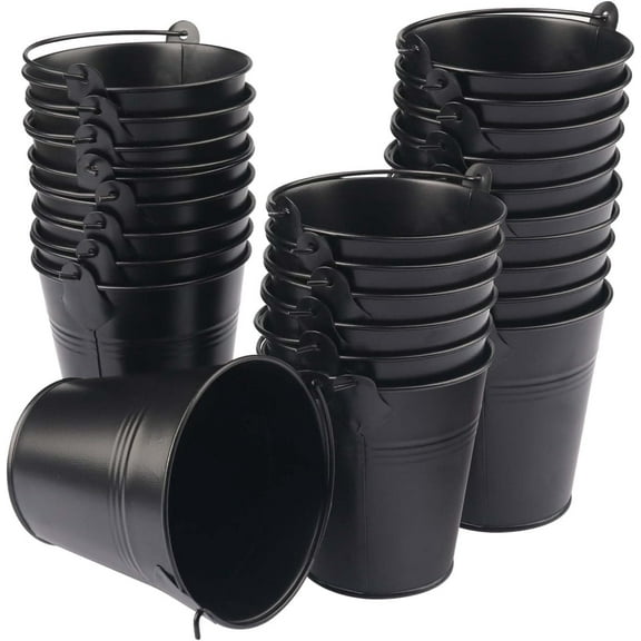 25 Pack 4 Inch Black Iron Pail, Metal Buckets with Handle, Easter Bucket,Pencil Holder and Flower Pots, Used to Carry, Store, or Even Plant, by .