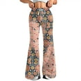 thumbnail image 2 of Women's Fashion Loose Drawstring Waist Retro Printed Casual Sports Flared Pants, Elastic Joggers Sweatpants, Stylish Yoga Pants for Women,Light pink,S, 2 of 8