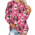 thumbnail image 5 of lcziwo Chandail en Molleton de Noël pour Femmes Mignon Imprimé Père Noël Graphique Chandails en Molleton Imprimés Manches Longues Col Rond Chandail de Vacances Rose, TG, 5 of 5