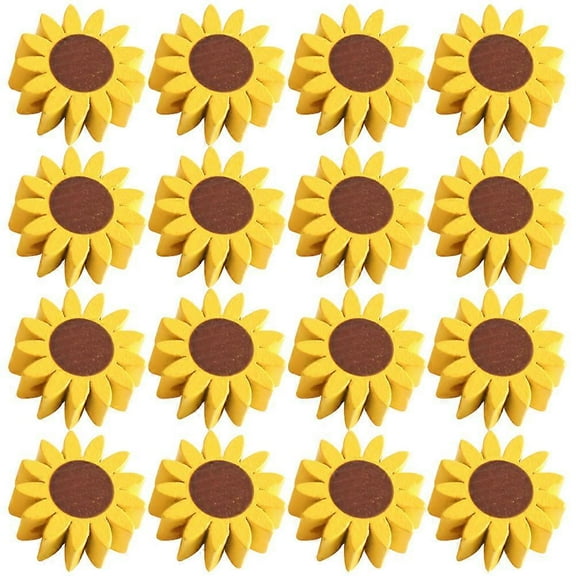 50pcs DIY Wooden Beads Sunflower Loose Beads with Hole for Crafts Making