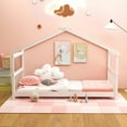 thumbnail image 4 of Costway Twin Size House Bed Frame with Roof Wooden Low Floor Bed No Box Spring Needed White, 4 of 10