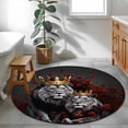 thumbnail image 3 of Round Rug 3.3Ft Washable Non-Slip, Lions Couples Circle Area Rugs for Living Room Bedroom, Valentine's Day Red Roses Crown Animal Indoor Floor Mats Carpet Runner for Home Decor Aesthetic, 3 of 8