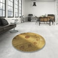 thumbnail image 4 of Ahgly Company Machine Washable Indoor Round Transitional Yellow Area Rugs, 7' Round, 4 of 7