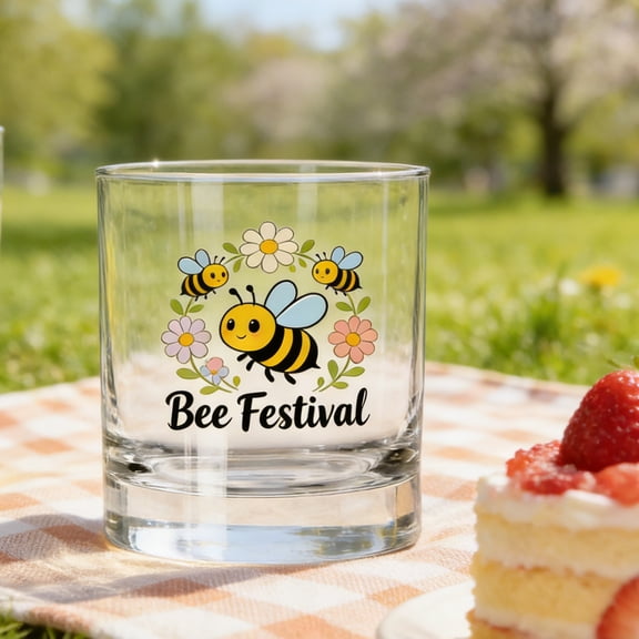 Naturace Water Cup,Clear Glass Cup,Easy Clean,3.4 oz for Hot Cold Tea Coffee Mugs,Bee Festival Decoration Cup