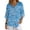 Blue-Sea Wave, variant on Green Tree Leaf Print Womens Blouses Linen-Like V Neck Womens Tops Trendy 3/4 Length Sleeve Shirt for Party