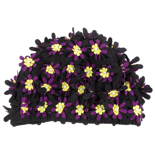 KAKOWELY Gorro de natación con flores, gorro de natación grande para mujer, gorro de natación decorativo para cabello largo.