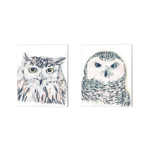 Metaverse June Erica Vess 'Funky Owl Portrait' Canvas Art (Set of 2)