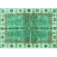thumbnail image 1 of Ahgly Company Machine Washable Indoor Rectangle Oriental Turquoise Blue Traditional Area Rugs, 2' x 5', 1 of 4