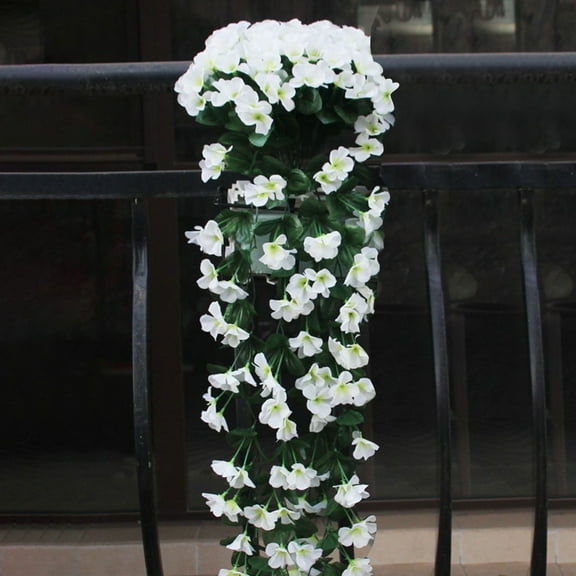 Artificial Fake Hanging Flowers Plants, Hanging Silk Orchid, UV Resistant Look Real Trailing Vines, Realistic Fake Flower for Windows, Fence, Porch, Garden Decor