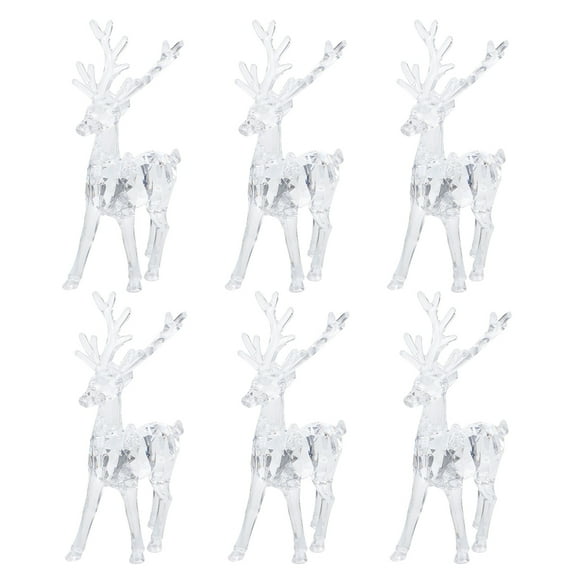 CIMAXIC 6pcs Elk Statues Transparent Acrylic Hanging Decorations For Christmas Celebrations