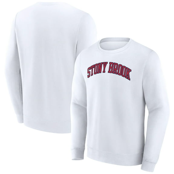 Men's Fanatics White Stony Brook Seawolves Short Name Pullover Sweatshirt