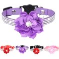 thumbnail image 2 of Minzimin  bling kitten cat collar breakaway diamond with bell and floral decoration velvet quick release, 2 of 6