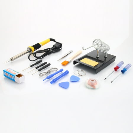 Ktaxon 18 in 1 Electric Rework Soldering Iron Tool Kit Set, Including Electronic 60W 110V Soldering Iron, Rosin, Tweezers, Sponge, Screwdrivers,