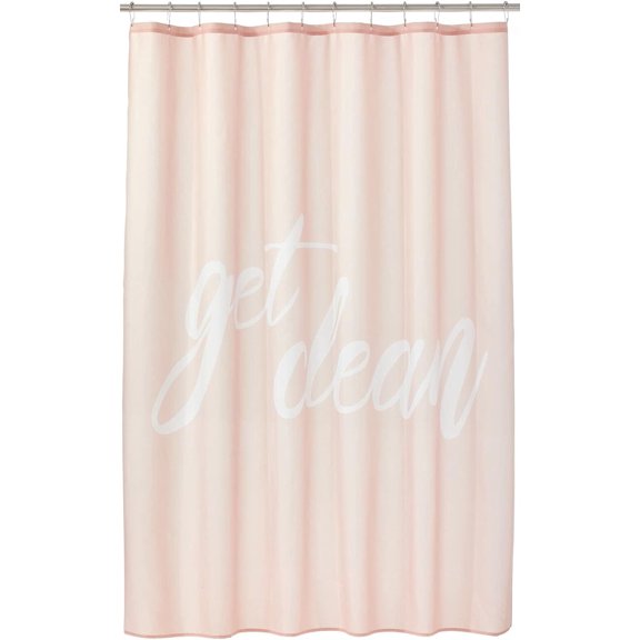 Decorative Get Clean Print - Easy Care Fabric Shower Curtain with Reinforced Buttonholes, for Bathroom Showers, Stalls and Bathtubs, Machine Washable - 72" x 72" - White/Light Pink/Blush