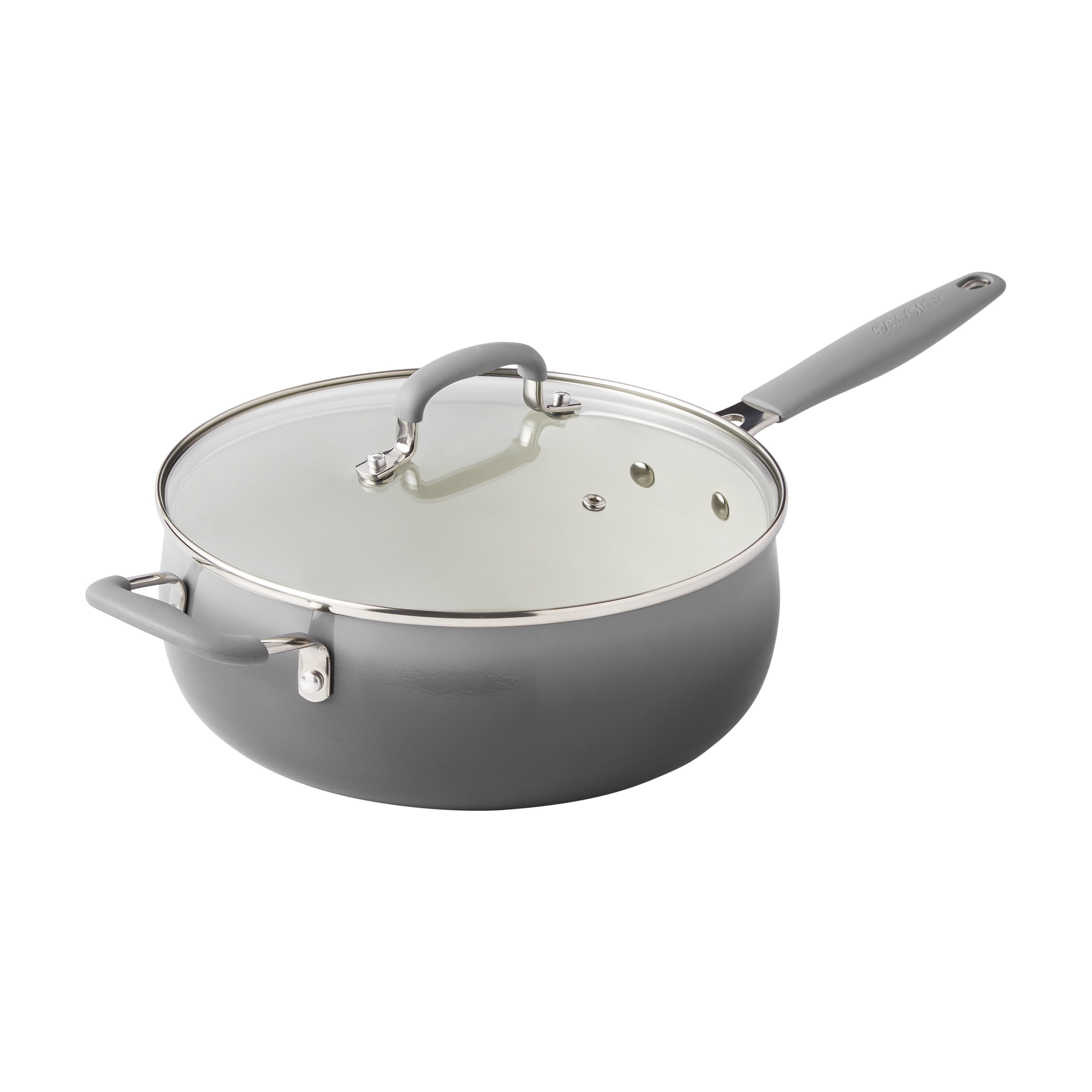 The Pioneer Woman 12 pieces Classic Belly Cookware Set, Porcelain Enamel, Ombre Grey