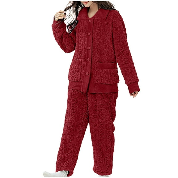 yievot Lounge Sets for Women Soft Comfy Two Piece Sweater Tops Pants Loose Plush Sleepwear Pajamas Set for Winter