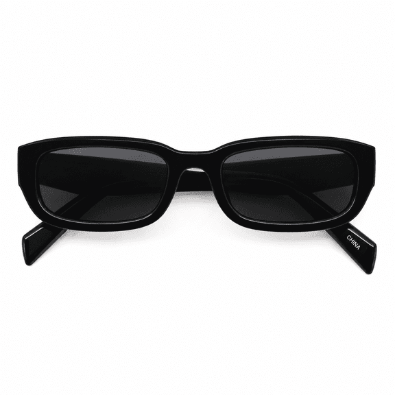 PASTL Margot Women's Rectangular Sunglasses, 90s Retro UV400 Shade Shiny Black
