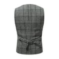 thumbnail image 4 of IROINNID Men's Sleeveless V-Neck Short Button Vest Plaid Casual Lattice Single-breasted Pocket Slim Fit Vest Suit Waistcoat, 4 of 9