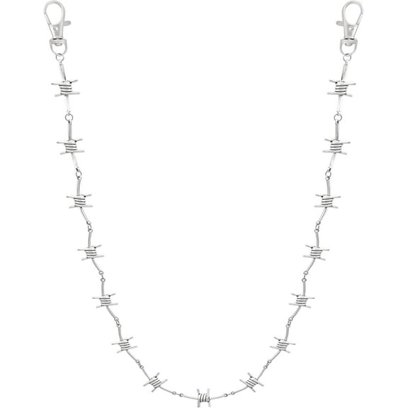 YooGuoGuo Gothic Silver-tone Barbed Wire Pants Chain, Wallet Belt Chain, Goth Punk Grunge Emo Accessories