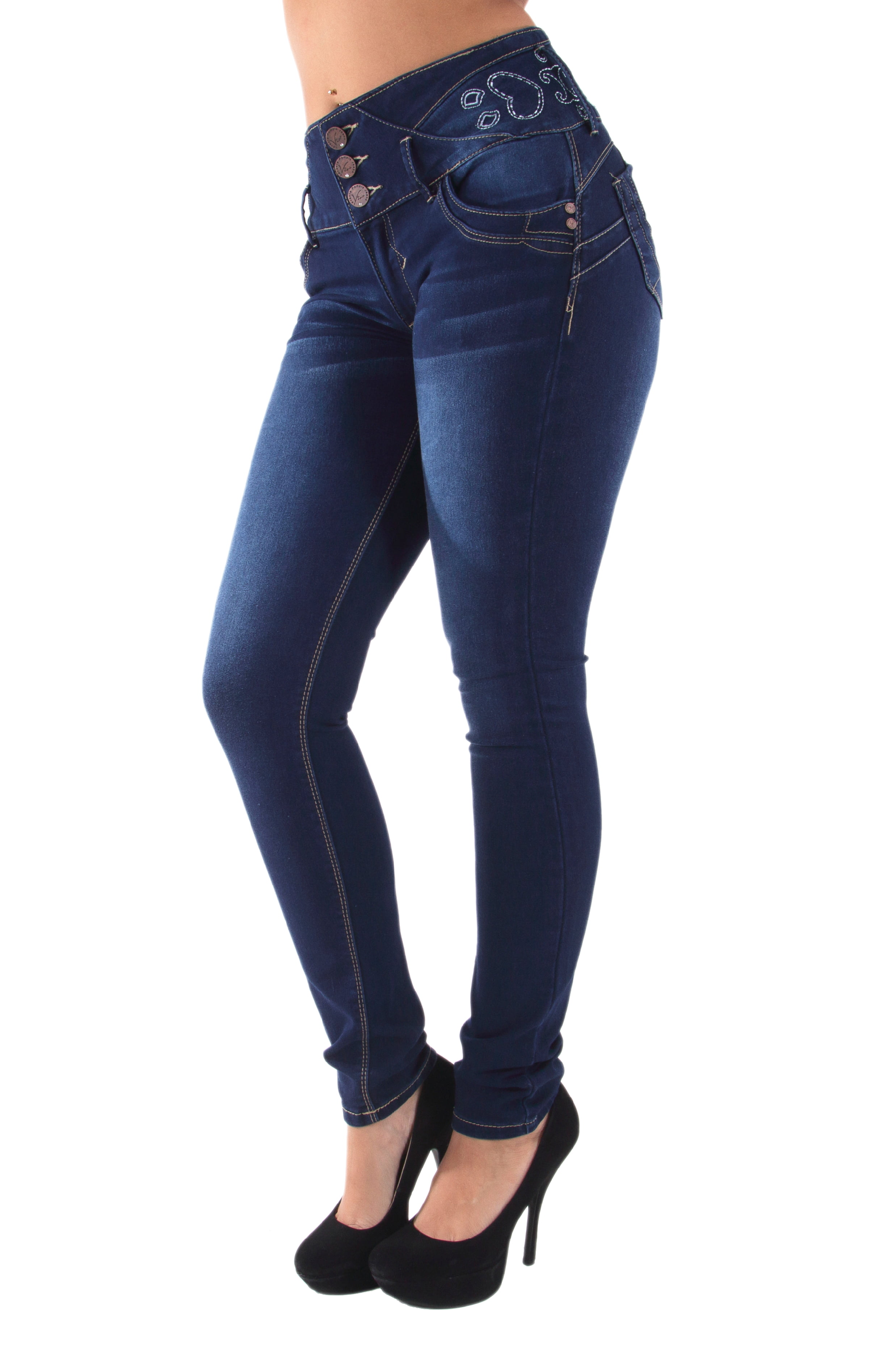 Wide Cuff Cropped Skinny Jeans Butt Lift Women's Juniors Colombian Design 