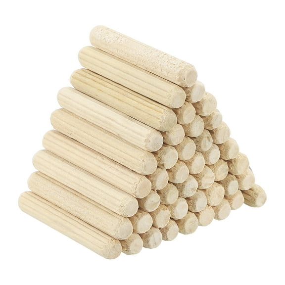 1/4" x 1-5/9" Wood Dowel Pins Fluted Wooden Dowels for Furniture Projects, 100 Pack