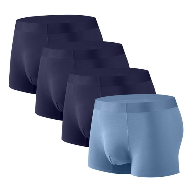 Posijego Mens Boxer Briefs 4 Pack Underwear for Men Solid Color Soft Breathable Seamless Underpants