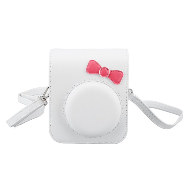 Étui de Protection pour Appareil Photo Sac de Rangement avec Bandoulière Réglable pour Fujifilm Mini 12 Blanc
