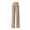 thumbnail image 2 of Baqcunre Wide Leg Pants Woman High Waist Cover Belly Look Thin Loose Casual High Waist Large Size Straight Loose Casual Suit Pants Womens Fashion Women's Pants Pants for Women Womens Clothes Khaki L, 2 of 5
