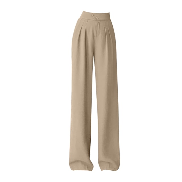 B91xZ Pantalons pour Femmes Extensibles Jambes Larges Pantalons de Détente Décontractés Taille Haute, Kaki 4TG