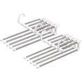thumbnail image 3 of Trouser Hangers Space-Saving Multi-Purpose Set of 2 Stainless Steel Trouser Hangers Extendible Foldable Multi Hangers Magic Hanger Organiser Wardrobe Hanger Holder White, 3 of 8