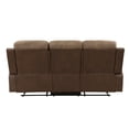 thumbnail image 6 of Plush Comfort Motion Sofa Brown Microfiber Upholstered Solid Wood Frame Living Room Furniture 1pc Dual Reclining Sofa Plush Arms, 6 of 7