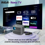 RCA 720P HD Roku Smart Home Theater Projector With Roku Express Streaming, 150 ANSI, RPJ185, Black