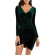 thumbnail image 4 of Vestido de fiesta de cóctel ajustado de terciopelo con escote en V y mangas largas para mujer, 4 of 7