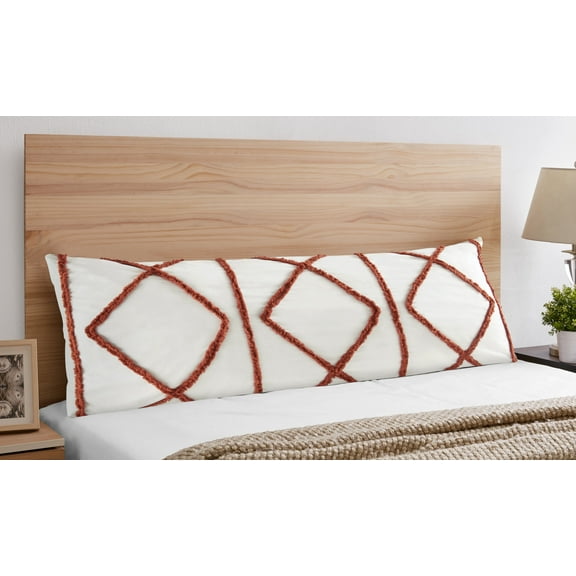 Sweet Jojo Designs Diamond Tuft Orange and Ivory Geometric Body Pillow Cover Case 54x20 (Pillow Not Included)