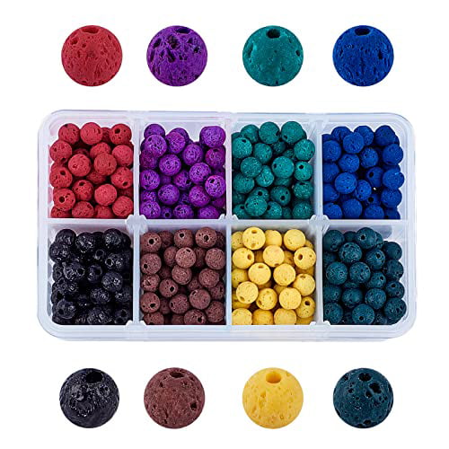 Reactionnx 600 Pcs Chakra Beads Lava Beads Rock Stone Assorted Colored Volcanic Gemstone Beads Spacer Beads for Bracelet Jewelry Making, Other