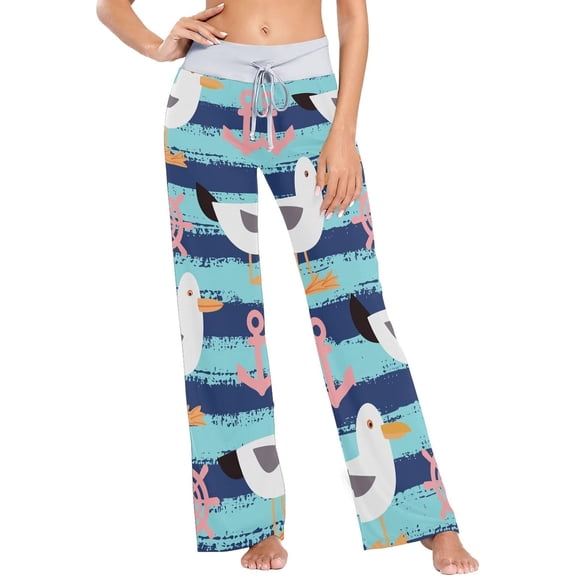GZHJMY Women's Pajama Pants Seagulls Stripes Comfy Stretch Sleepwear Essentials womens Lightweight Lounge Terry Pajama Pant, Small